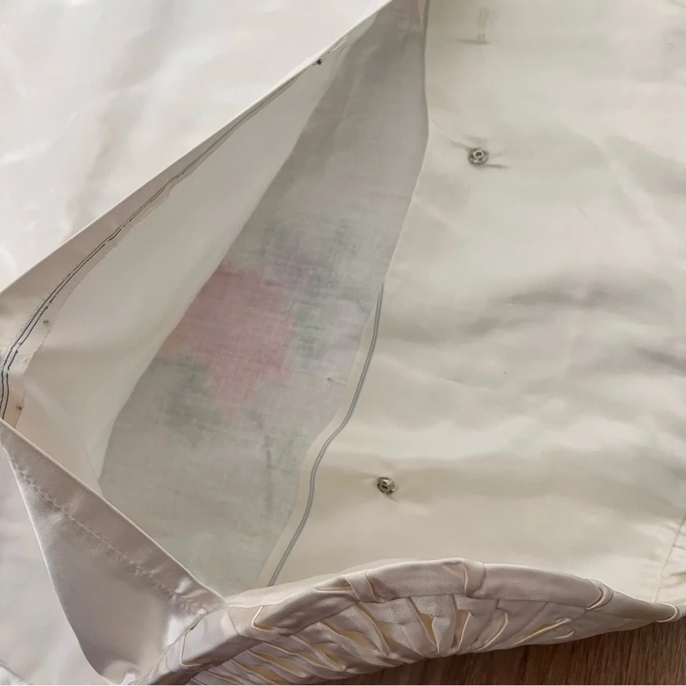 2 PCs 100% Silk Hand Made‎ Embroidered Pillowcase Cover Love Birds Vintage Mint